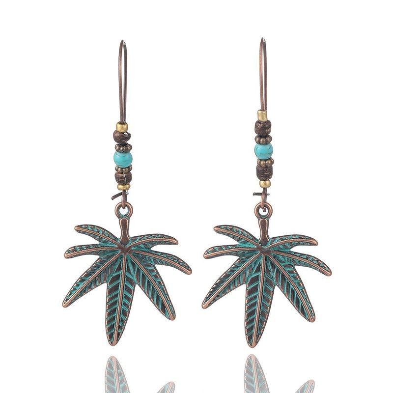Bohemian Maple Leaf Stud Earrings