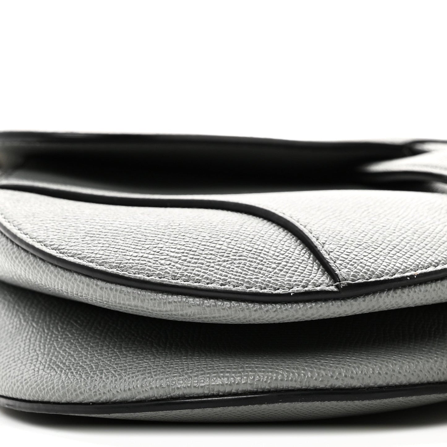 Grained Calfskin Saddle Bag Grey Stone