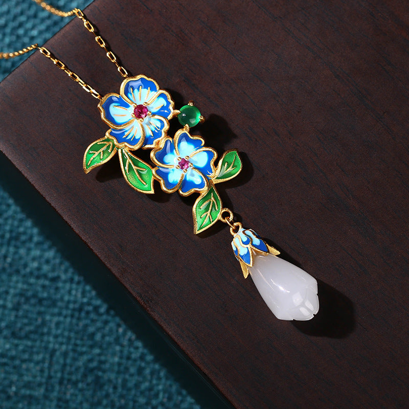 Enamel Painted Literary Vintage Necklace