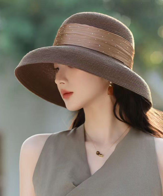 Stylish Beige Breathable Straw Woven Floppy Sun Hat