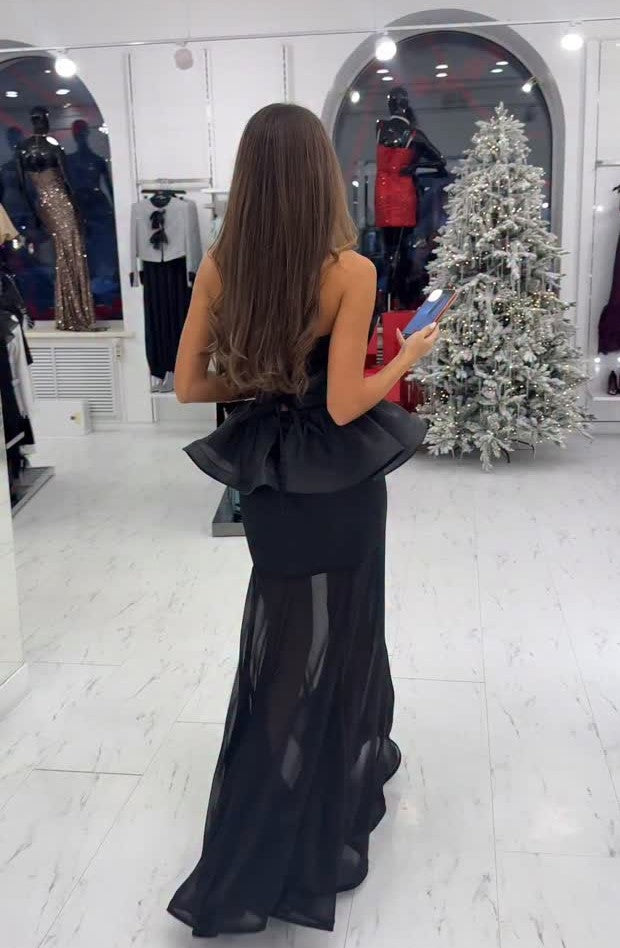 Sexy Pleated Tube Top Stitching Dress