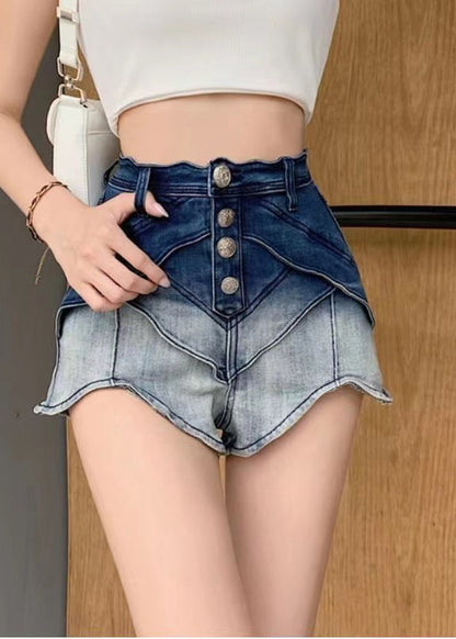 Sexy Gradient Color Patchwork Denim Shorts Summer