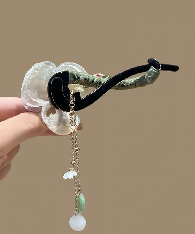 Boutique Tulle Floral Pearl Plastic Tassel Hairpin
