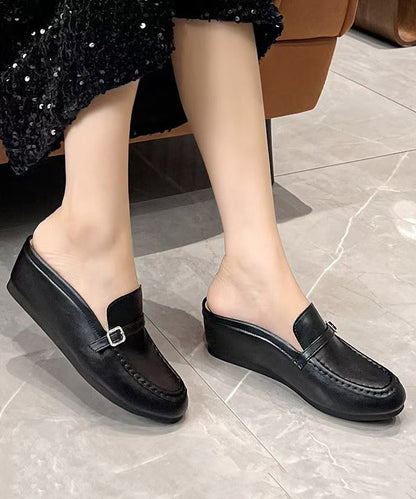 Silver Wedge Faux Leather Casual Splicing Slide Sandals