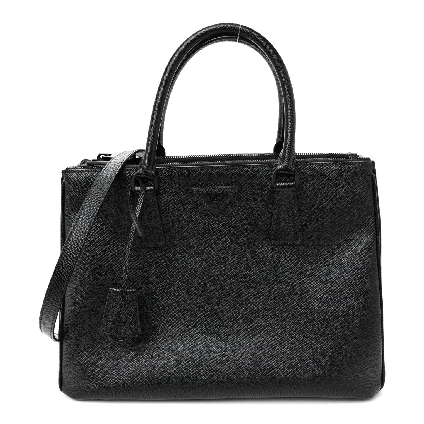 Saffiano Lux Monochrome Large Galleria Double Zip Tote Black