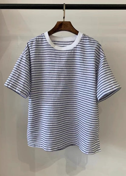 Plus Size Blue Oversized Plaid Linen Tank Summer