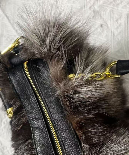 European And American Style Fox Fur Large Capacity Tote Handbag