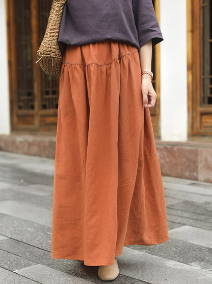 Cozy Retro Solid A-Line Skirt