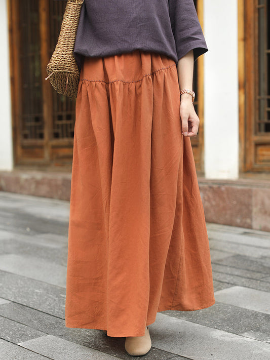 Cozy Retro Solid A-Line Skirt