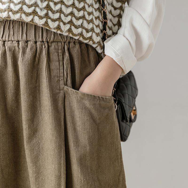 Winter  Retro Corduroy Cotton A-Line Skirt