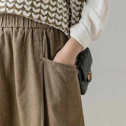 Winter  Retro Corduroy Cotton A-Line Skirt