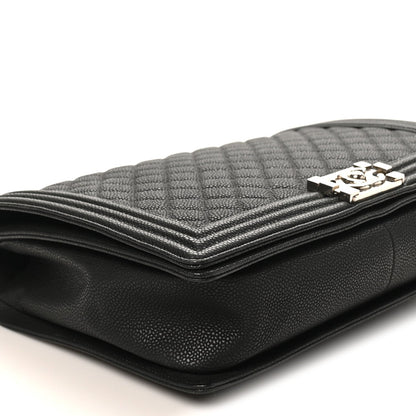 Caviar Quilted Large Boy Flap Black