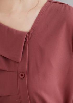 diy red clothes For Women asymmetric pockets daily Dress