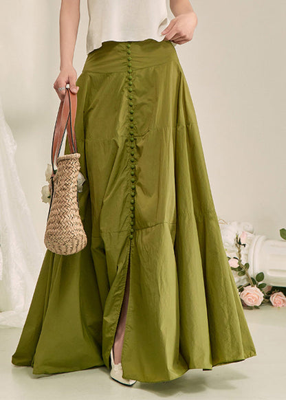 Plus Size Green Patchwork High Waist A Line Skirt Fall