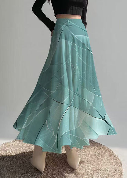 Women Sea Blue Print Chiffon Beach Skirt Summer