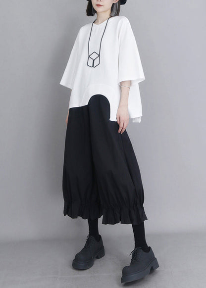 Modern Black Oversized Cotton Lantern Pants Summer