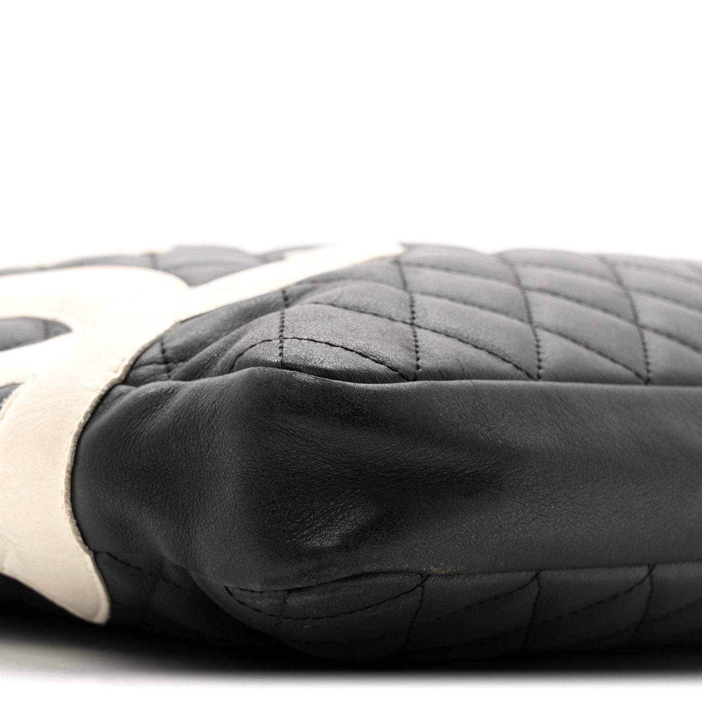 Calfskin Quilted Large Cambon Messenger Black White