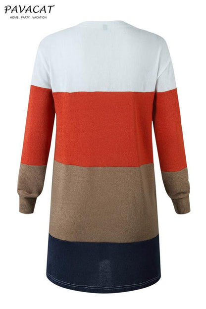 Casual Wild Striped Knitted Cardigan