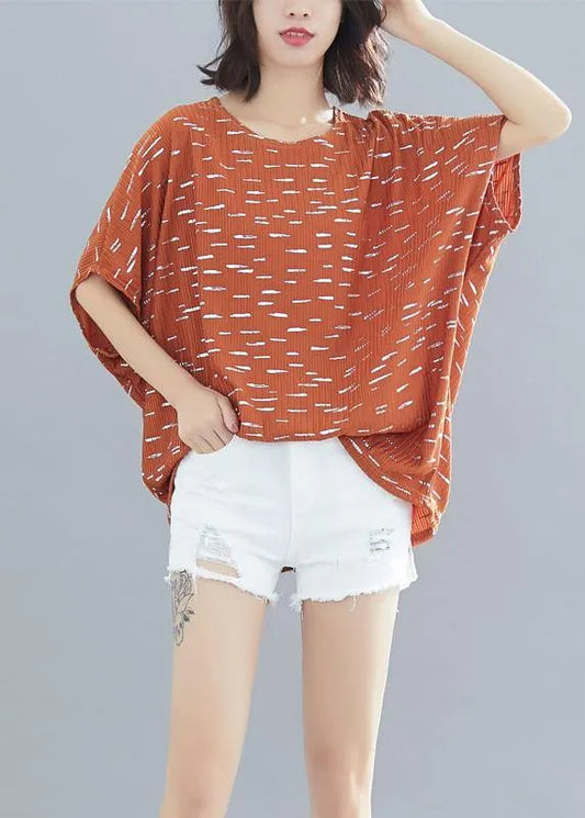 Elegant khaki print clothes For Women o neck Batwing Sleeve daily blouses