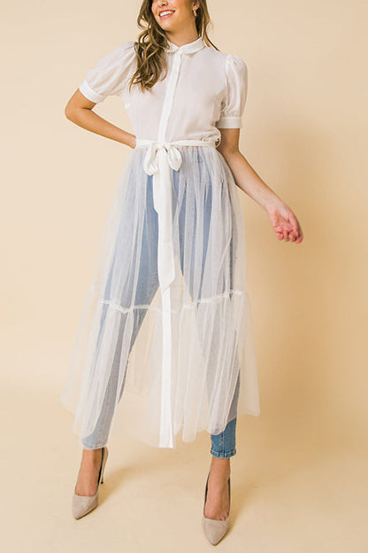 Showing Off A Little Shirt Cover Dress