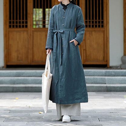 Autumn Loose Casual Cotton Linen Long Coat