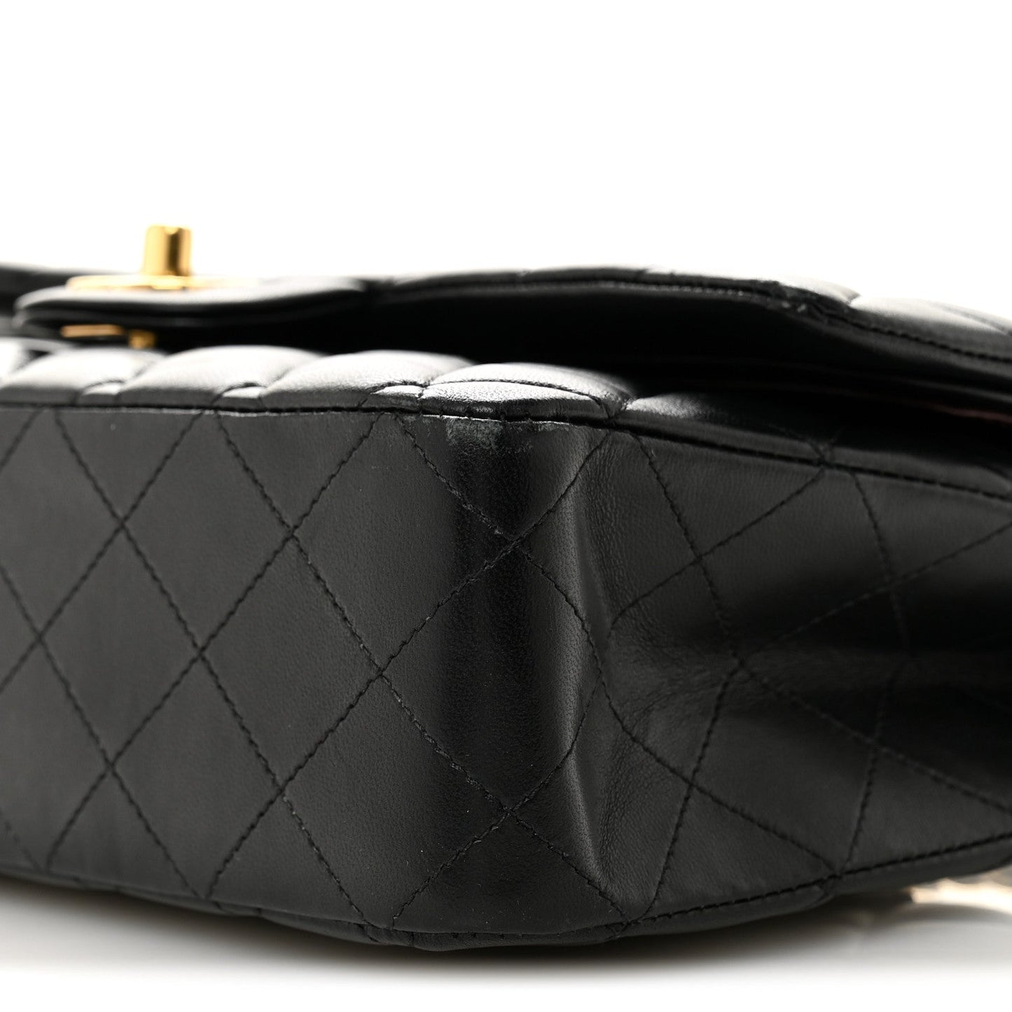 Lambskin Quilted Medium Double Flap Black