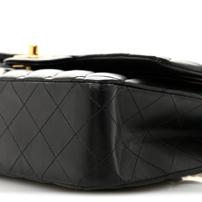 Lambskin Quilted Medium Double Flap Black