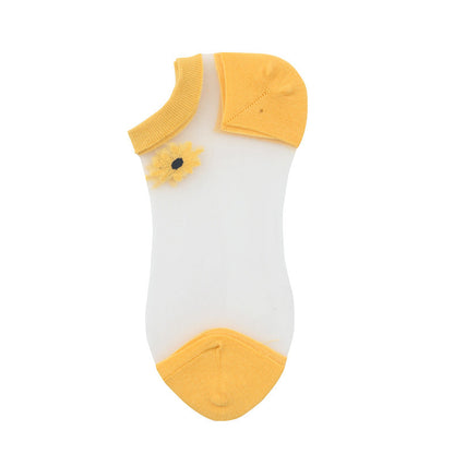 Daisy Embroidery Transparent Summer Socks