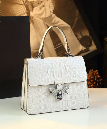 Unique Purple Butterfly Embossed Calf Leather Tote Satchel Handbag
