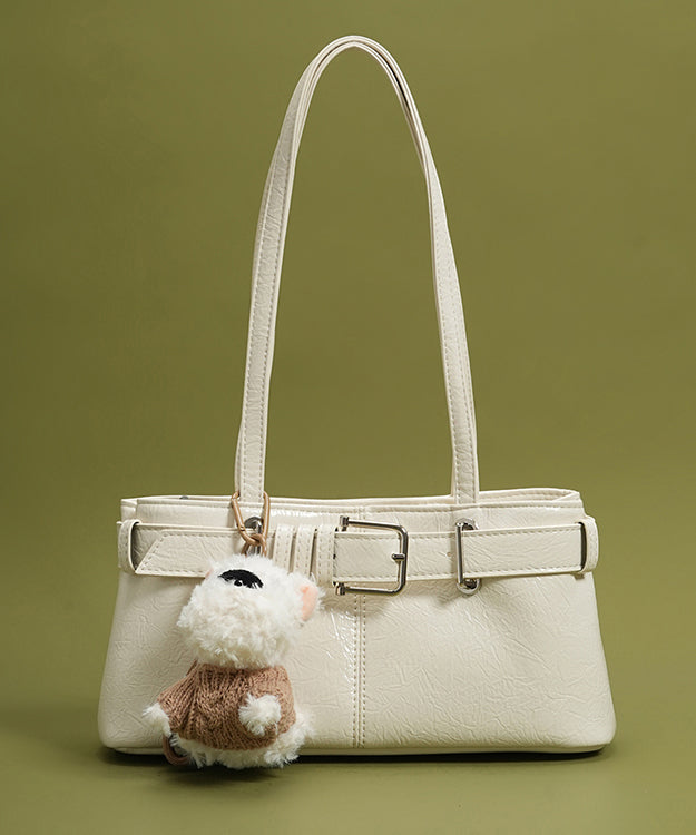 Classy Chocolate Solid Durable Dog Decorated Faux Leather Satchel Handbag