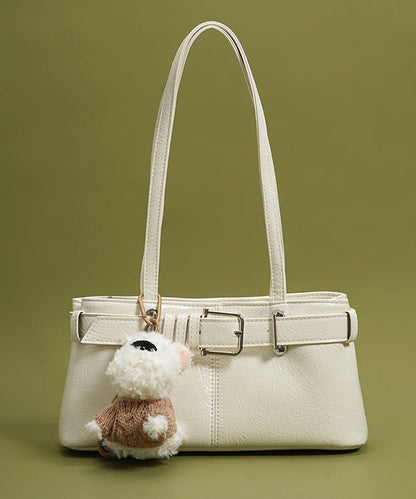 Classy Chocolate Solid Durable Dog Decorated Faux Leather Satchel Handbag