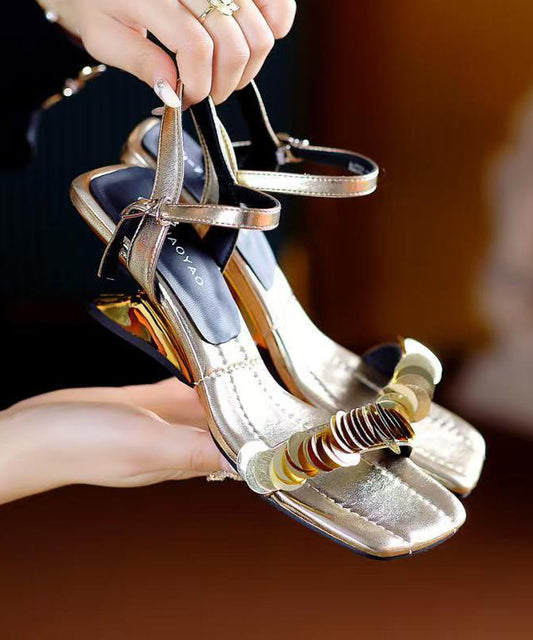 Elegant Silver Wedge Sandals Black Faux Leather Peep Toe