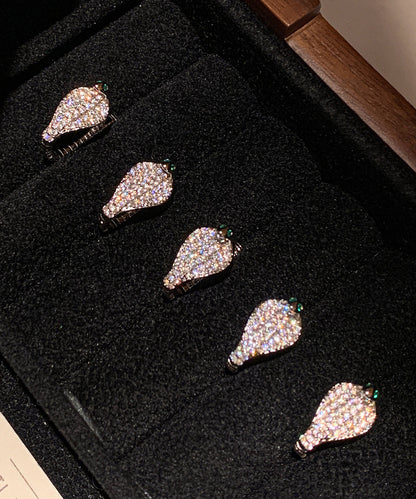 Beautiful Silvery Zircon Sparkling Stud Earrings