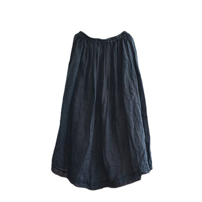 Plus Size Loose Linen Rough Hem Solid Skirt