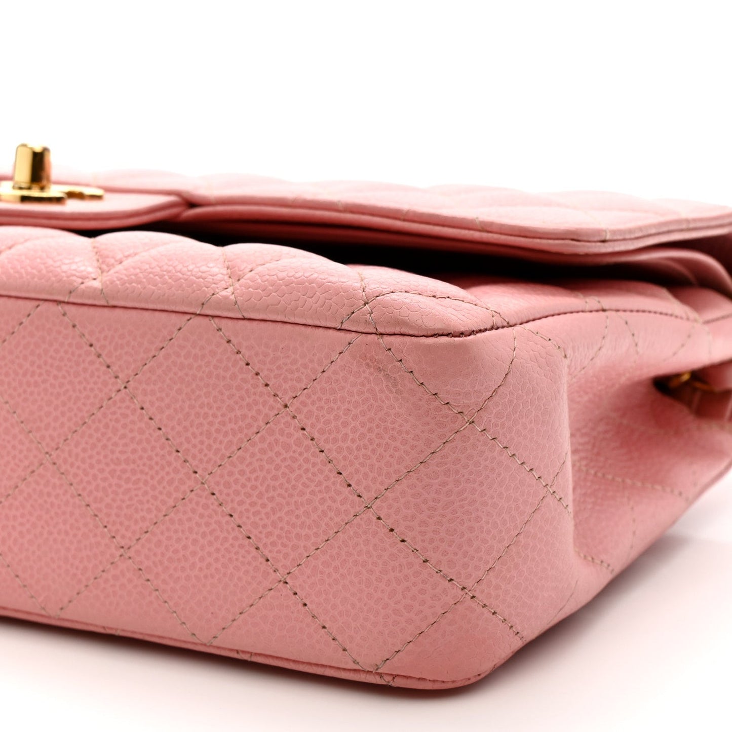 Caviar Quilted Medium Double Flap Pink