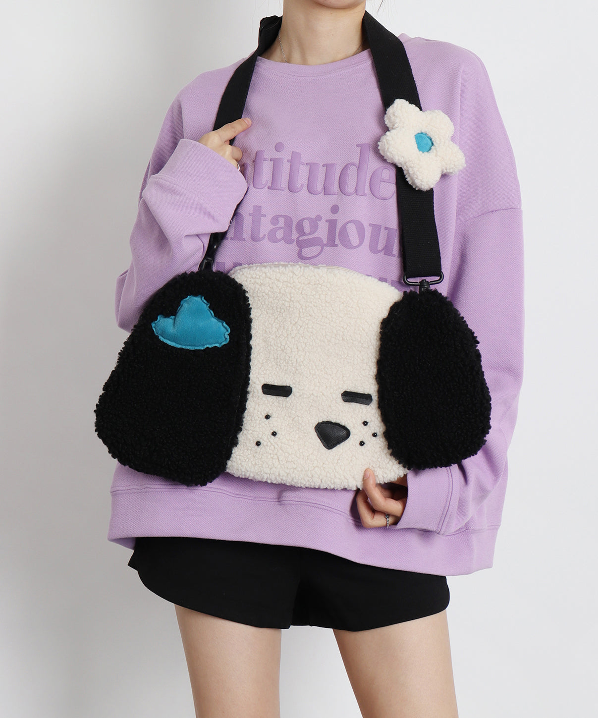 Cute Litter Gog Fuzzy Fur Fluffy Message Bag