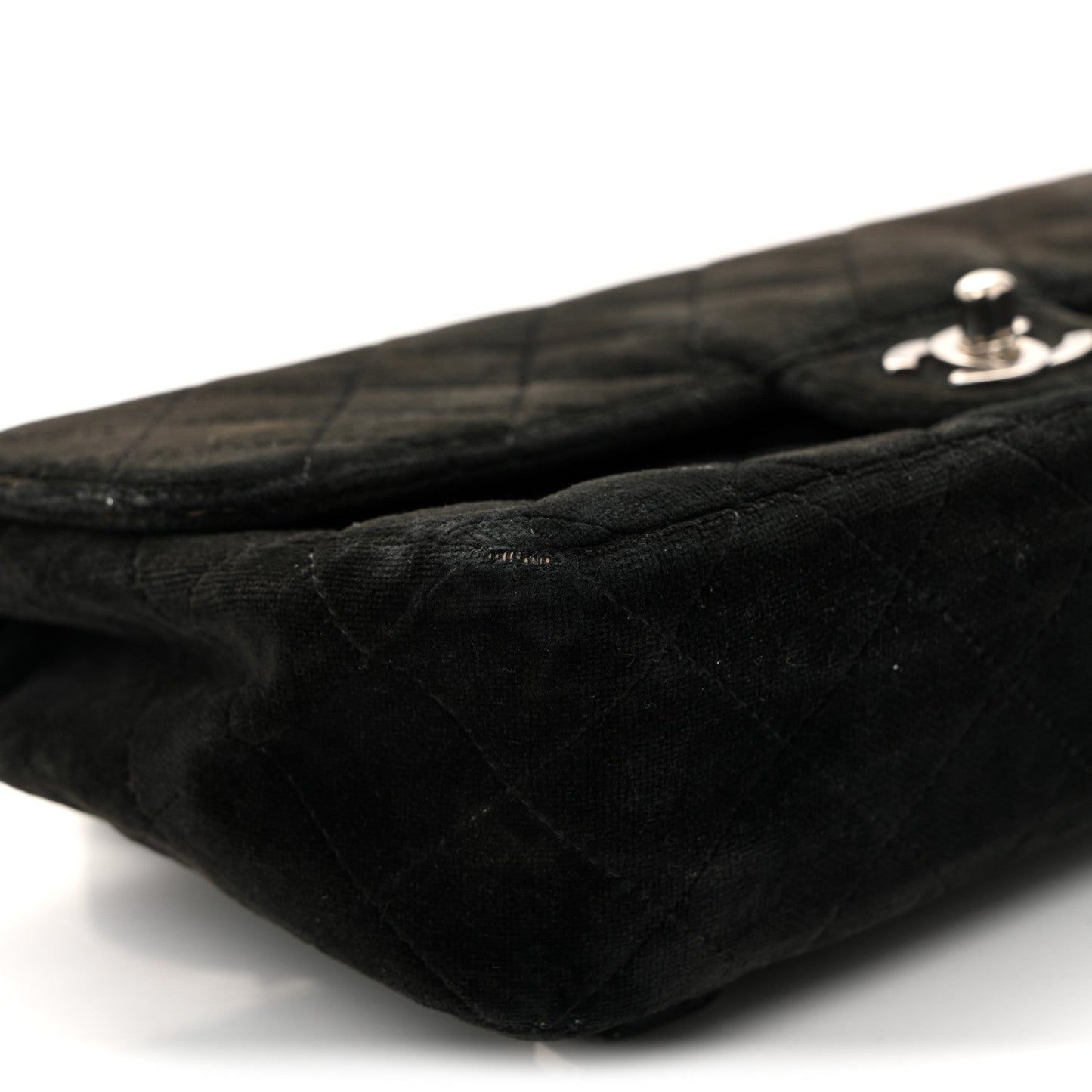 Velvet Quilted Flap Backpack Black