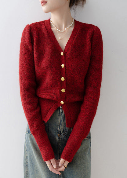 Women Mulberry V Neck Silm Fit Knit Cardigans Winter