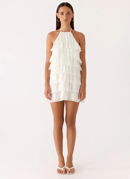 Lunar Bloom Mini Dress - Ivory