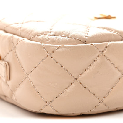 Aged Calfskin Quilted Mini Reissue Camera Case Beige Clair