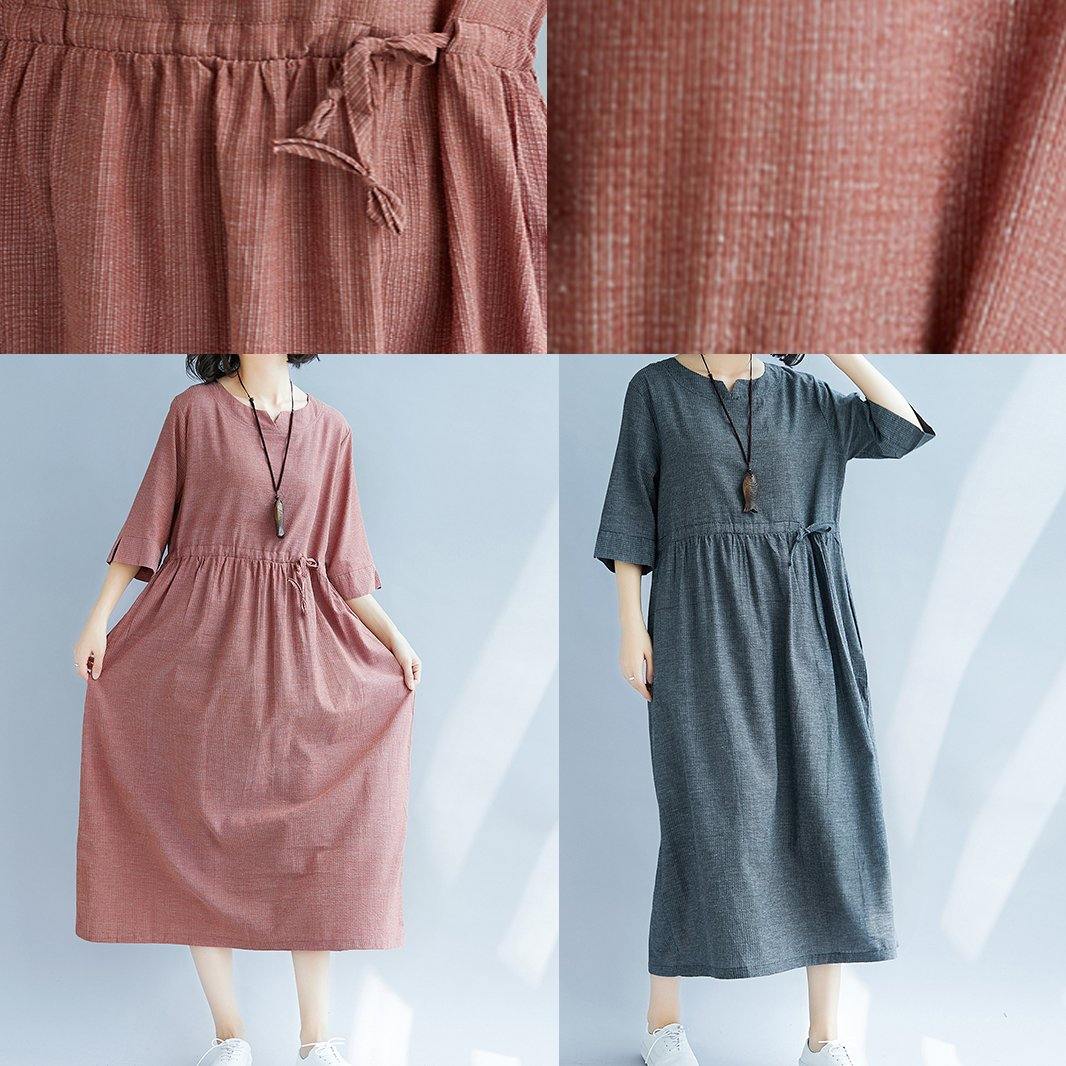Classy drawstring cotton Tunics Photography red Robe Dresses summer