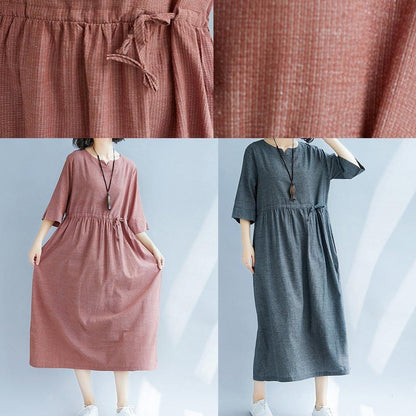 Classy drawstring cotton Tunics Photography red Robe Dresses summer