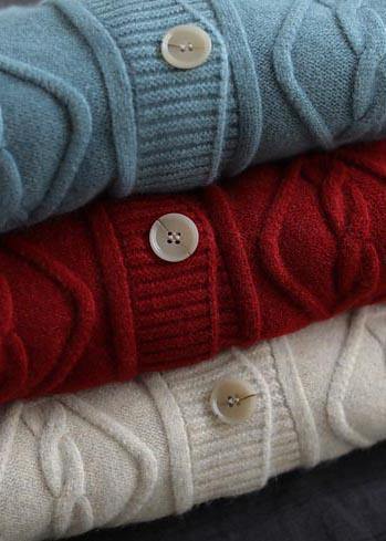 Red Knitted Top Stand Collar Pockets Oversized  Knitwear