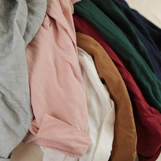 Women Spring Solid Cotton Casual Blouse