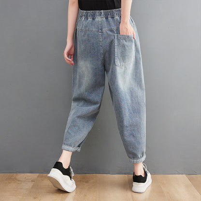Women Summer Loose Casual Solid Jeans