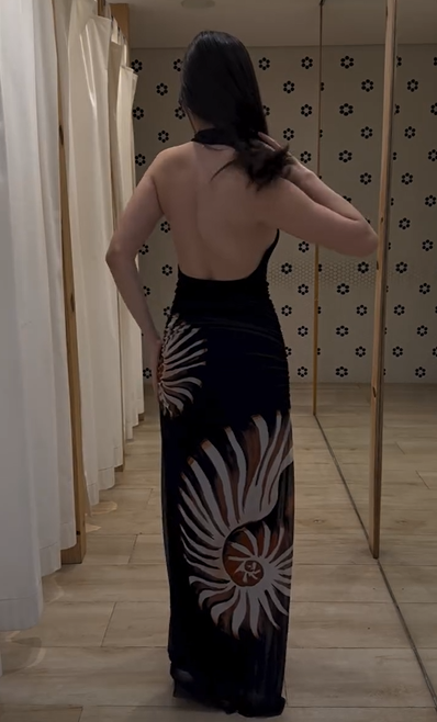 Sexy Sleeveless Halter Printed Dress