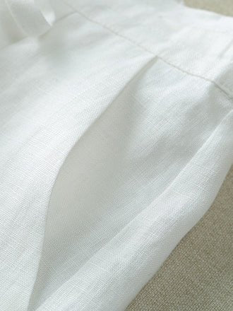 Loose Linen High Waist Solid Bowknot Wide Leg Pants