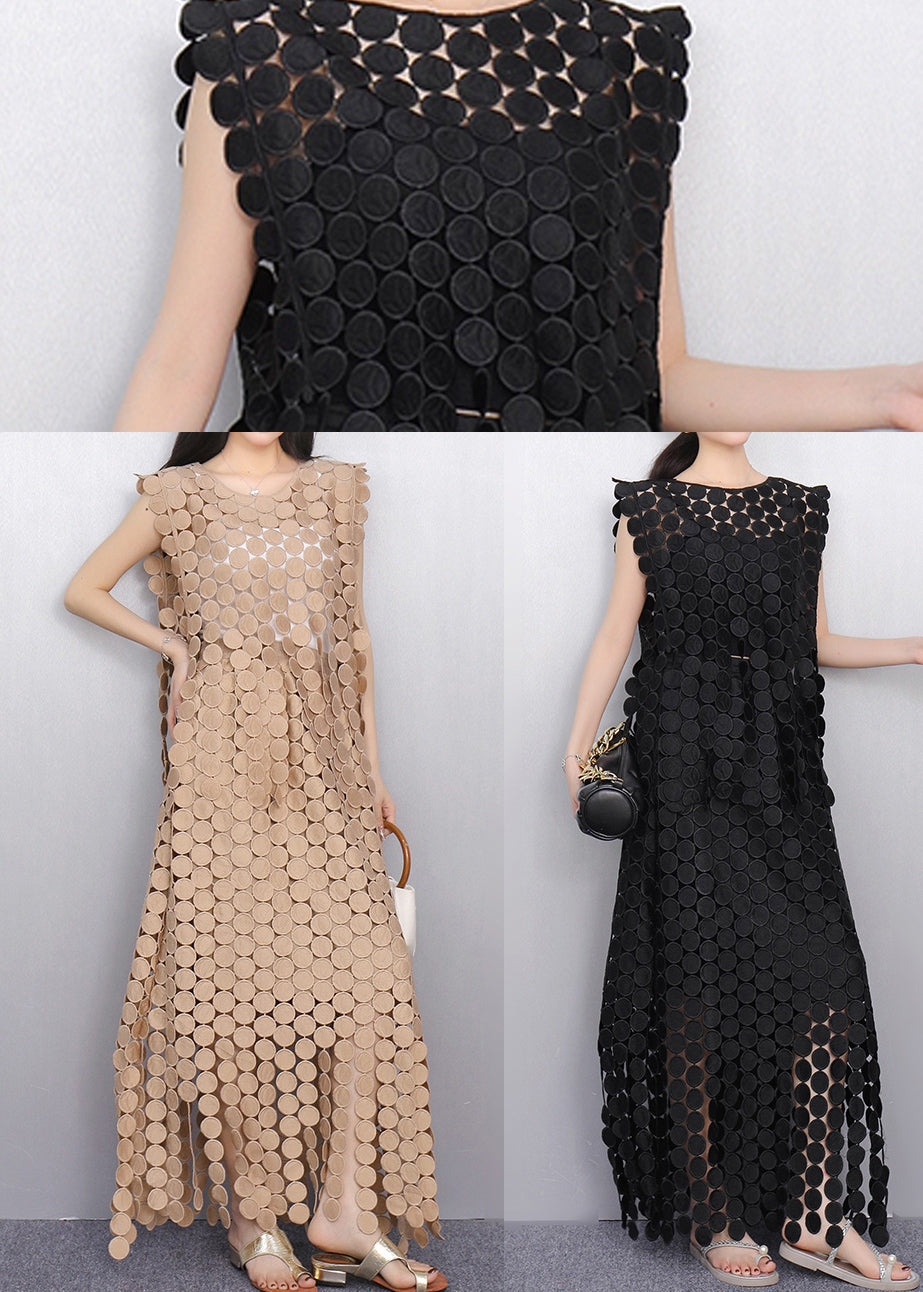 Elegant Champagne Hollow Out Lace Two Pieces Set Summer