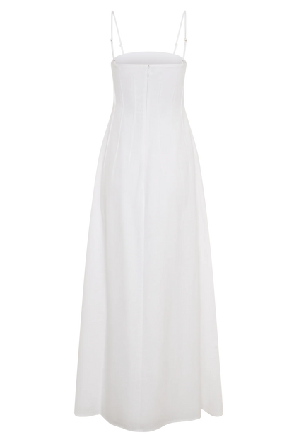 Sofie Pintuck Linen Maxi Dress - White