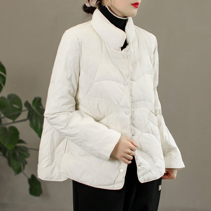 Winter Retro Casual Solid Warm Down Coat